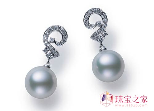 18K白金南洋珍珠耳環