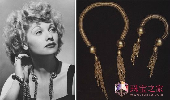 Lucille Ball 佩戴Joseff of Hollywood項鏈和手鏈 Lucille Ball 佩戴Joseff of Hollywood項鏈和手鏈
